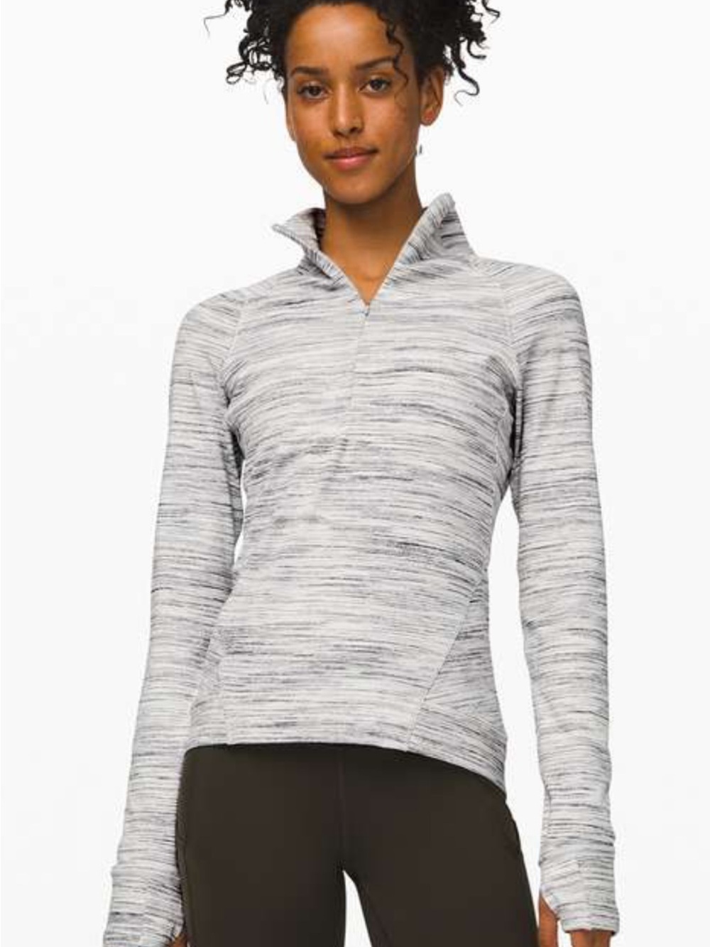 Lululemon Out Run The Elements 1/2 Zip Women’s 6 Space Dye White Silver